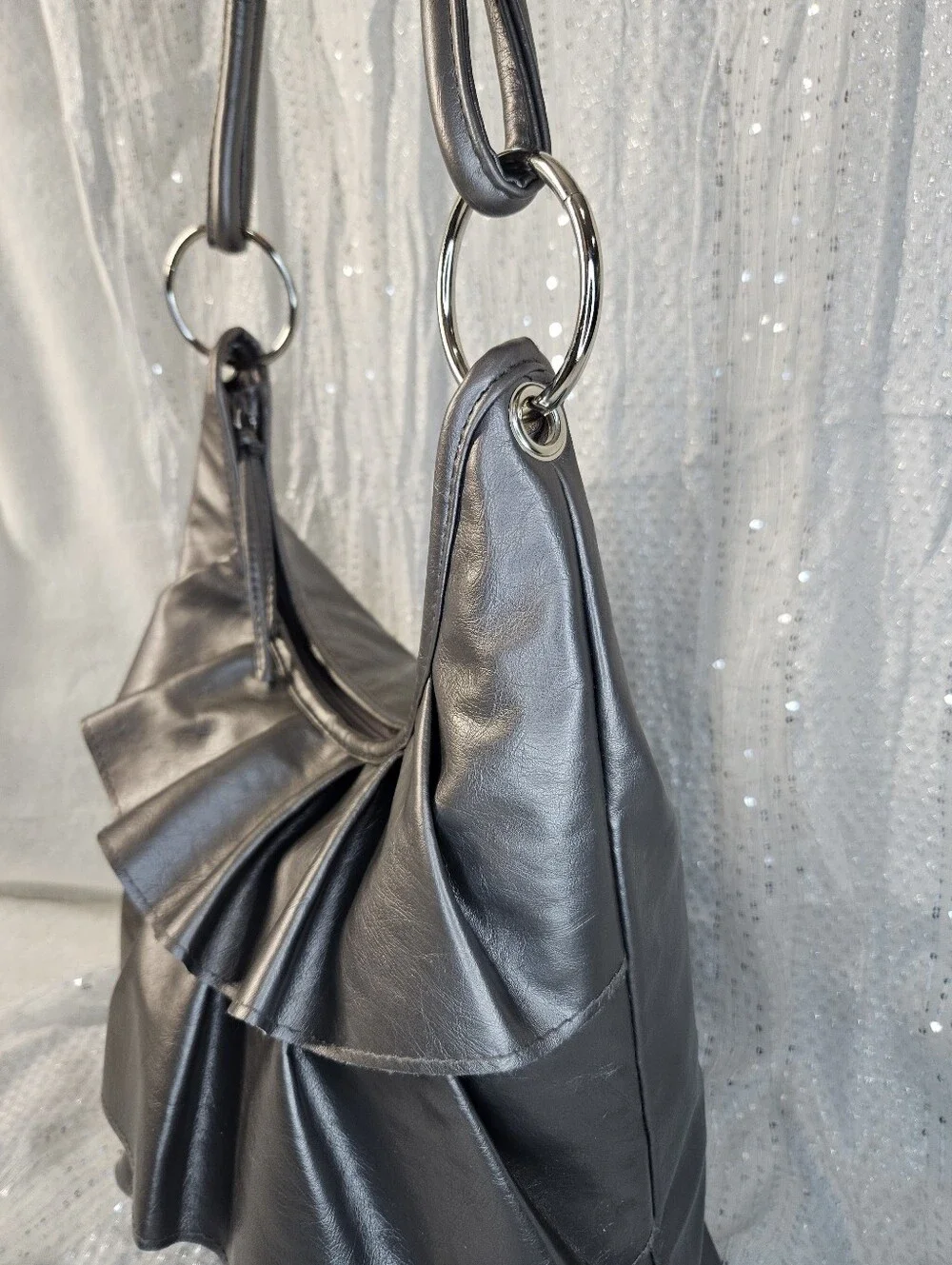 Y2K Style Ruffle Hobo Shoulder Bag NWOT
